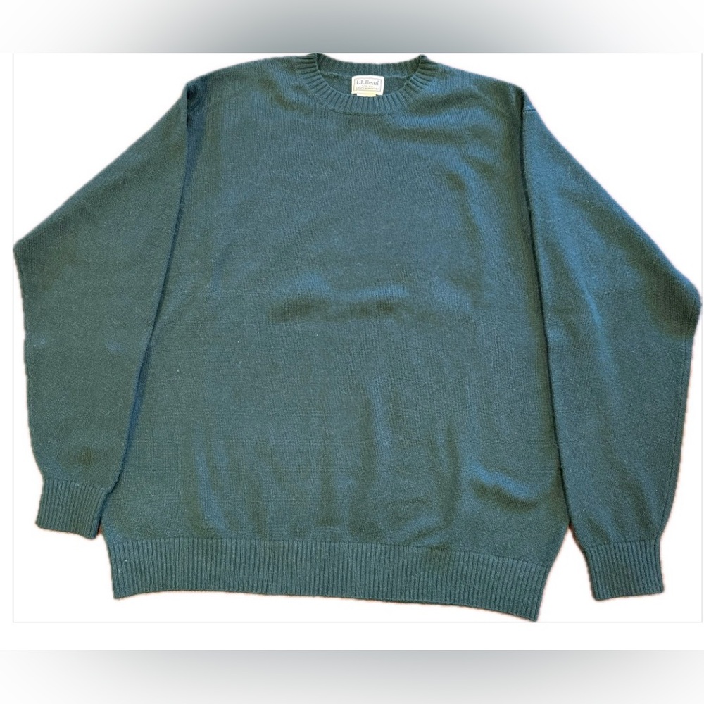 L.L. Bean Men's Lambs Wool Blend Crewneck Sweater XL Green Gorpcore